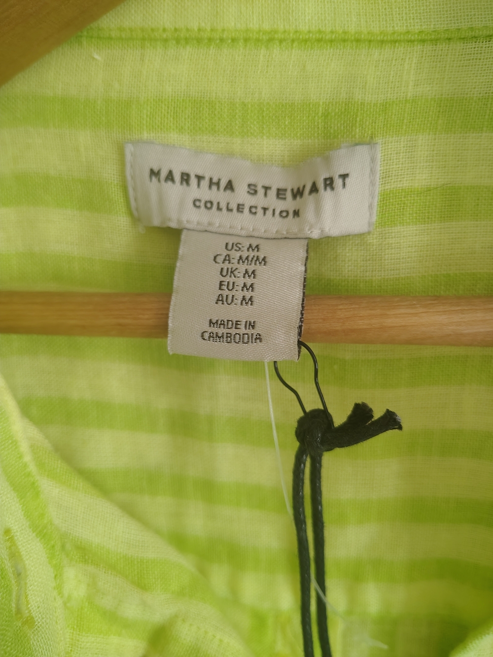 NEW Martha Stewart Lime Green Longline Linen Blend Button Down Shirt, Sz M - Picture 2 of 8